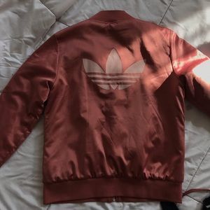Pink satin Adidas bomber